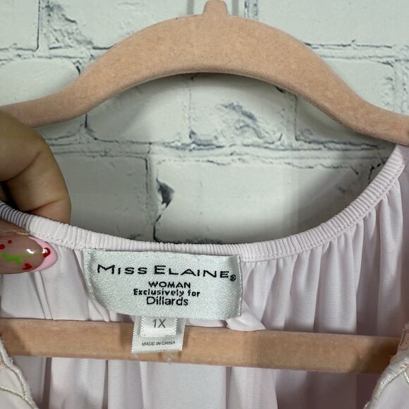 Miss Eileen Nightgown Women Size 1X Pink Mid Length Soft Floral Embroidered - Picture 6 of 13